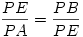 \frac{PE}{PA}=\frac{PB}{PE}