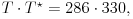 T\cdot T^\star=286\cdot330,