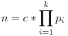 n=c*\prod_{i=1}^k p_i