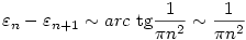 \varepsilon_n-\varepsilon_{n+1}\sim arc~\tan\frac1{\pi n^2}\sim\frac1{\pi n^2}