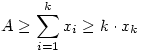 A \ge \sum_{i=1}^k {x_i} \ge k \cdot x_k