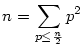 n=\sum_{p\leq \frac{n}{2}}p^2