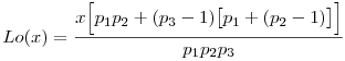 Lo(x)=\frac{x\Big[p_1p_2+(p_3-1)\big[p_1+(p_2-1)\big]\Big]}{p_1p_2p_3}