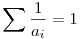 \sum \frac 1{a_i} = 1