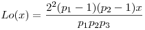 Lo(x)=\frac{2^2(p_1-1)(p_2-1)x}{p_1p_2p_3}