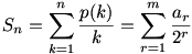 S_n=\sum_{k=1}^{n}\frac{p(k)}k=\sum_{r=1}^{m}\frac{a_r}{2^r}