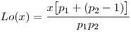 Lo(x)=\frac{x\big[p_1+(p_2-1)\big]}{p_1p_2}