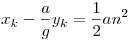 x_k-\frac{a}{g}y_k=\frac12an^2