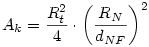A_k=\frac{R_t^2}4\cdot\left(\frac{R_N}{d_{NF}}\right)^2