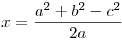 x=\frac{a^2+b^2-c^2}{2a}