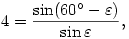 4=\frac{\sin(60^{\circ}-\varepsilon)}{\sin\varepsilon},