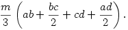 \frac{m}{3}\left(ab+\frac{bc}{2}+cd+\frac{ad}{2}\right).