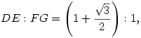 DE:FG=\left(1+\frac{\sqrt{3}}{2}\right):1,