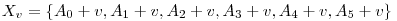 {\mathcal X}_v=\{A_0+v,A_1+v,A_2+v,A_3+v,A_4+v,A_5+v\}