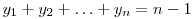 y_1+y_2+\ldots+y_n=n-1