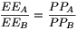 \frac{EE_A}{EE_B}=\frac{PP_A}{PP_B}
