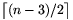 \big\lceil(n-3)/2\big\rceil