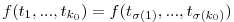 f(t_1,...,t_{k_0})=f(t_{\sigma(1)},...,t_{\sigma(k_0)})