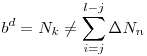b^d=N_k\ne\sum_{i=j}^{l-j}\Delta{N_n}