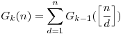 G_k(n)=\sum _{d=1}^n G_{k-1} (\Big[ \frac nd \Big])