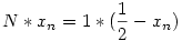 N*x_n = 1*(\frac{1}{2}-x_n)