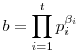 b=\prod_{i=1}^t
p_i^{\beta_i}