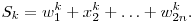 
S_k = w_1^k+x_2^k+\ldots+w_{2n}^k.
