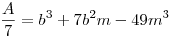 \frac{A}7=b^3+7b^2m-49m^3