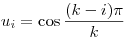 u_i=\cos\frac{(k-i)\pi}{k}