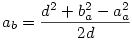 a_b=\frac{d^2+b_a^2-a_a^2}{2d}