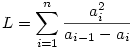 L=\sum_{i=1}^n\frac{a_i^2}{a_{i-1}-a_i}
