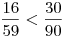 \frac{16}{59}<\frac{30}{90}