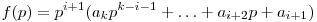 f(p)=p^{i+1}(a_kp^{k-i-1}+\ldots+a_{i+2}p+a_{i+1})