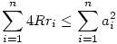 \sum_{i=1}^n 4Rr_i\le \sum_{i=1}^n a_i^2