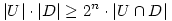 |\mathcal{U}| \cdot |\mathcal{D}|
\ge 2^n \cdot |\mathcal{U}\cap\mathcal{D}|