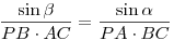 \frac{\sin\beta}{PB\cdot AC}=\frac{\sin\alpha}{PA\cdot BC}