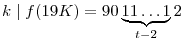 k\mid f(19K)=90\underbrace{11\ldots1}_{t-2}2