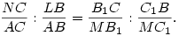 {NC\over AC}:{LB\over AB}={B_1C\over MB_1}:{C_1B\over MC_1}.