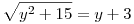  \sqrt{y^2+15}=y+3 