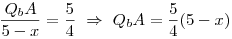 \frac{Q_bA}{5-x}=\frac54~\Rightarrow~Q_bA=\frac54(5-x)