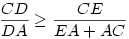  \frac{CD}{DA} \ge \frac{CE}{EA+AC} 