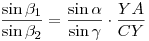 \frac{\sin\beta_1}{\sin\beta_2}=
\frac{\sin\alpha}{\sin\gamma}\cdot \frac{YA}{CY}