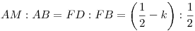 AM:AB=FD:FB=\left(\frac{1}{2}-k\right):\frac{1}{2}