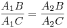 \frac{A_1B}{A_1C} = \frac{A_2B}{A_2C}
