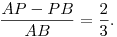 
\frac{AP-PB}{AB}=\frac{2}{3}.
