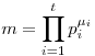 m=\prod_{i=1}^t p_i^{\mu_i}