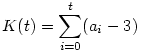 K(t)=\sum_{i=0}^t (a_i-3)