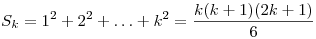 S_k=1^2+2^2+\ldots+k^2=\frac{k(k+1)(2k+1)}{6}