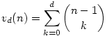 v_d(n)=\sum_{k=0}^d \binom{n-1}{k}