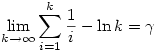 \lim_{k\rightarrow \infty} \sum_{i=1}^k \frac{1}{i}-\ln k=\gamma